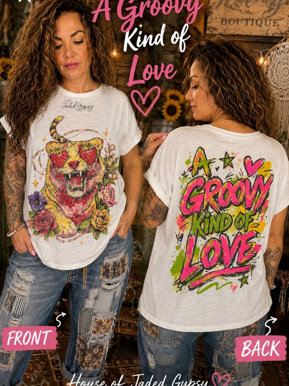 Taded Gypsy Kids' 'A Groovy Kind of Love' White Graphic Tee